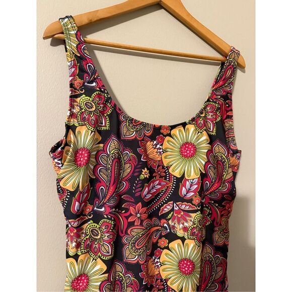 Nicole Miller Women's 3X One Piece Swimsuit Retro Floral Paisley Print Vacation - Picture 4 of 11